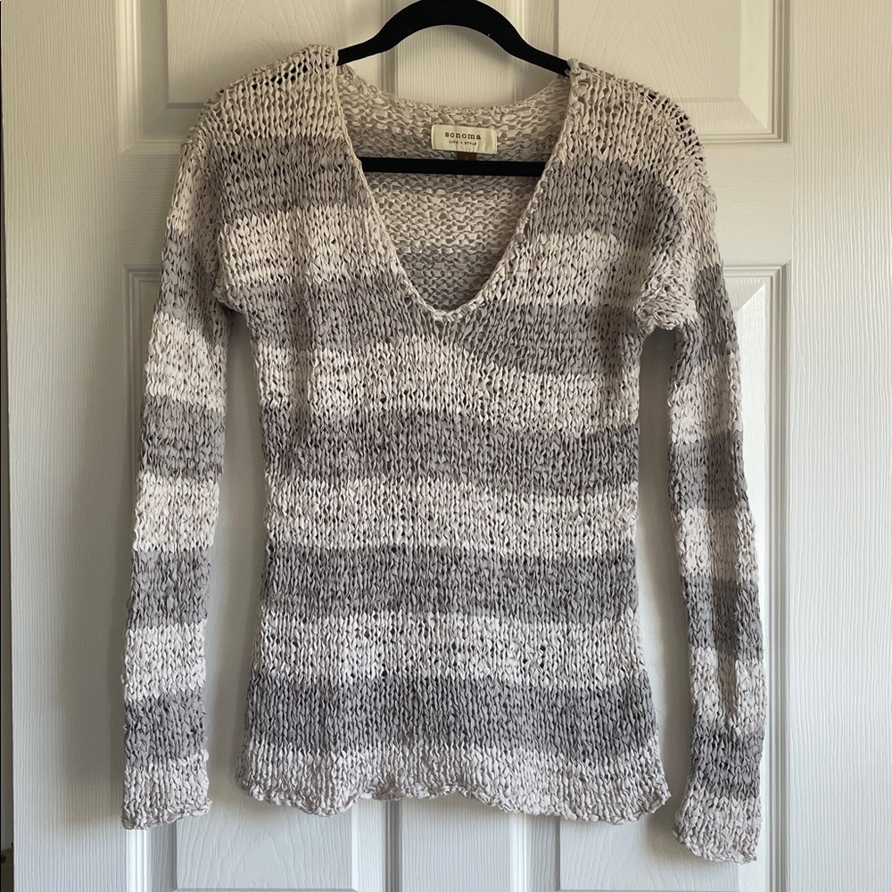 Sonoma Open Weave Gray Sweater